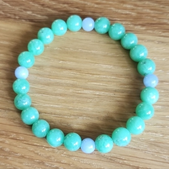 Hand Crafted Jewelry - Angelite Bead Stretch Hand Crafted Bracelet